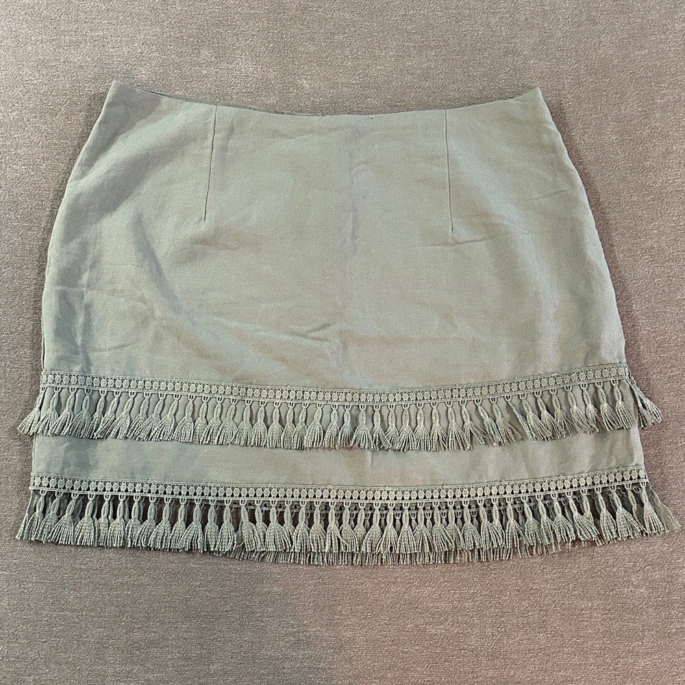 Lulu's Green Tassel Mini Skirt